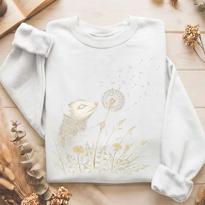 Opossum Making a Dandelion Wish Sweatshirt