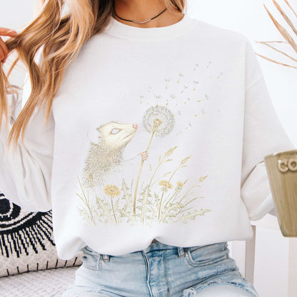 Opossum Making a Dandelion Wish Sweatshirt