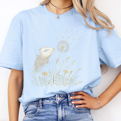 Opossum Making a Dandelion Wish T-Shirt