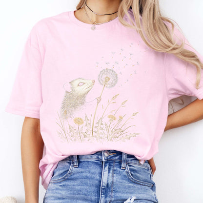 Opossum Making a Dandelion Wish T-Shirt