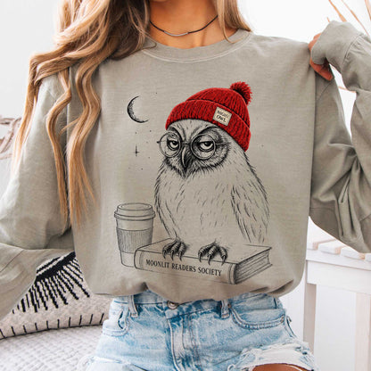 Long-sleeve Sandstone / S Moonlit Readers Society Night Owl Long Sleeve The Mystic Eden