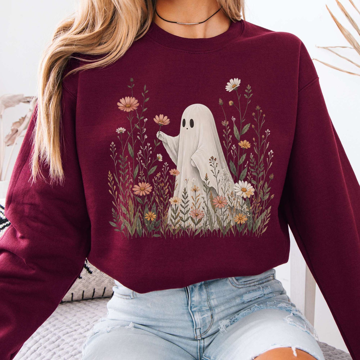 Wildflower Ghost Halloween Sweatshirt