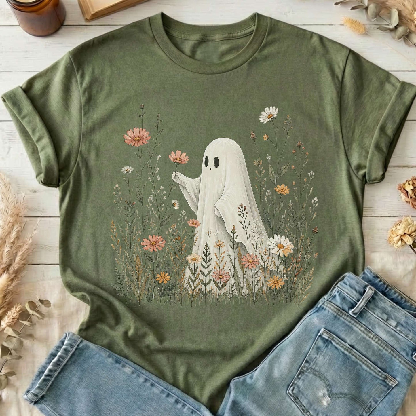 Wildflower Ghost Halloween T-Shirt
