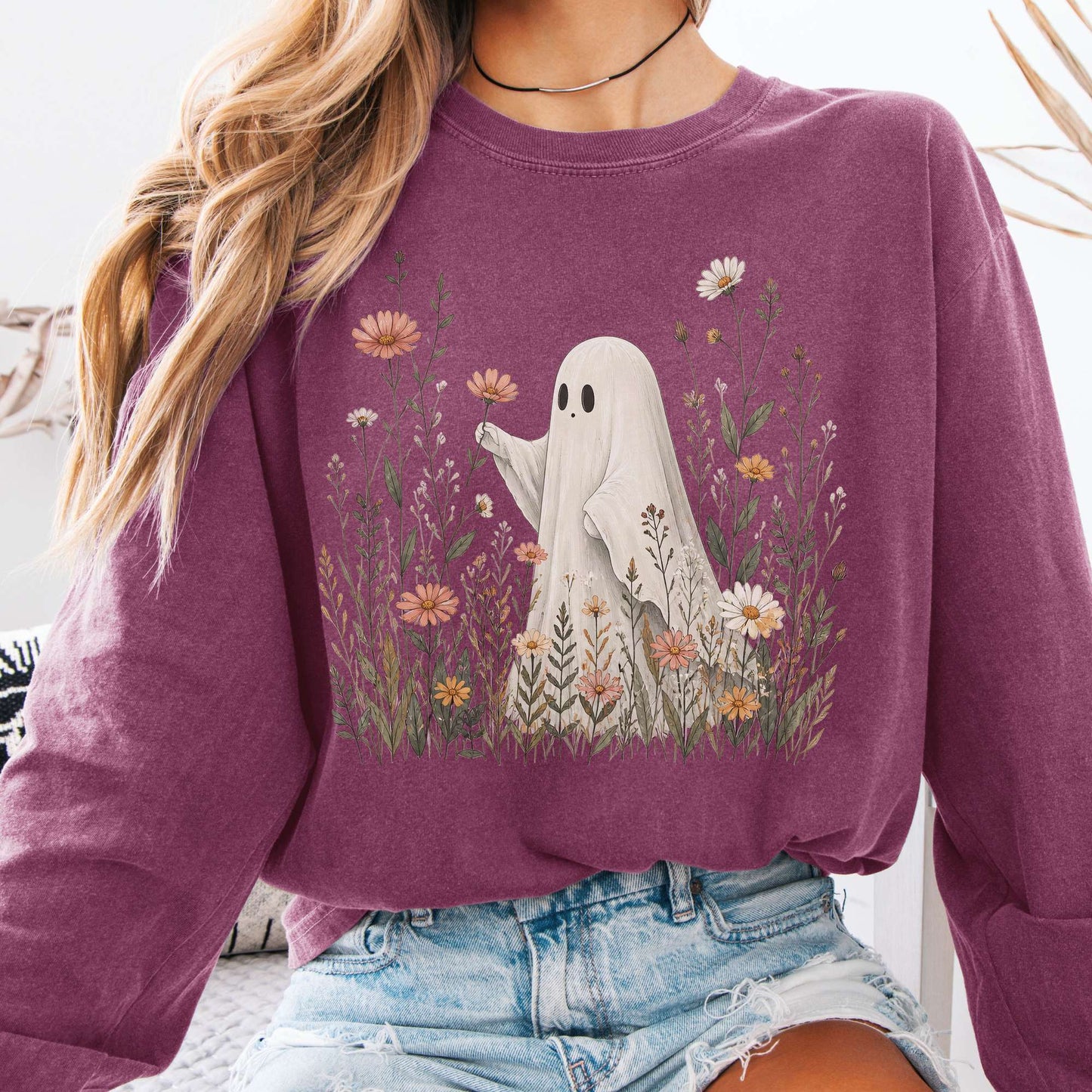 Wildflower Ghost Halloween Long Sleeve