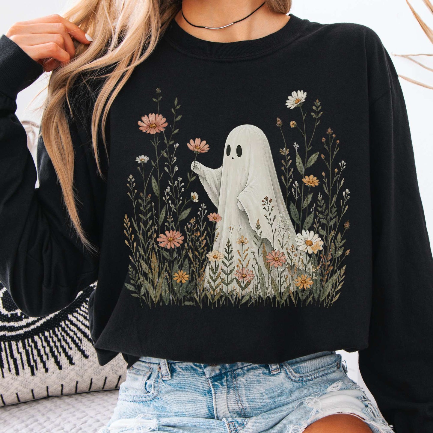 Wildflower Ghost Halloween Long Sleeve