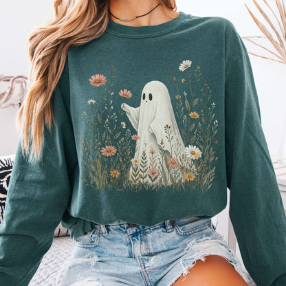 Wildflower Ghost Halloween Long Sleeve