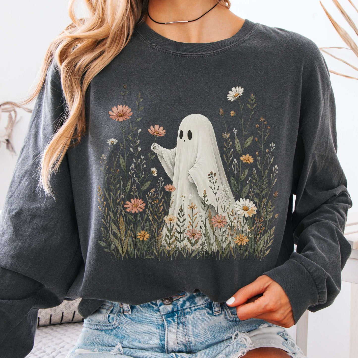 Wildflower Ghost Halloween Long Sleeve