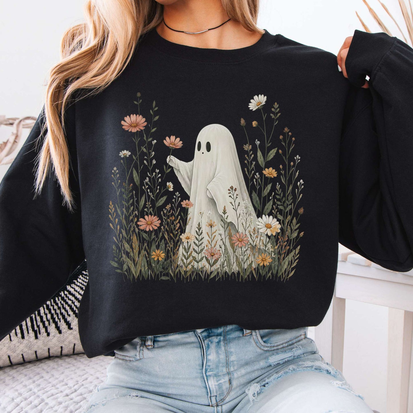 Wildflower Ghost Halloween Sweatshirt