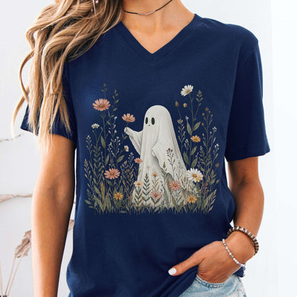 Wildflower Ghost Halloween V-Neck