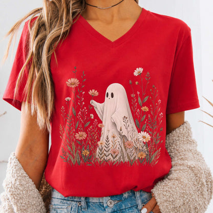 Wildflower Ghost Halloween V-Neck