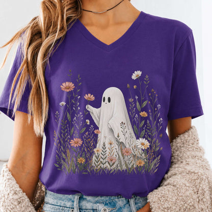 Wildflower Ghost Halloween V-Neck