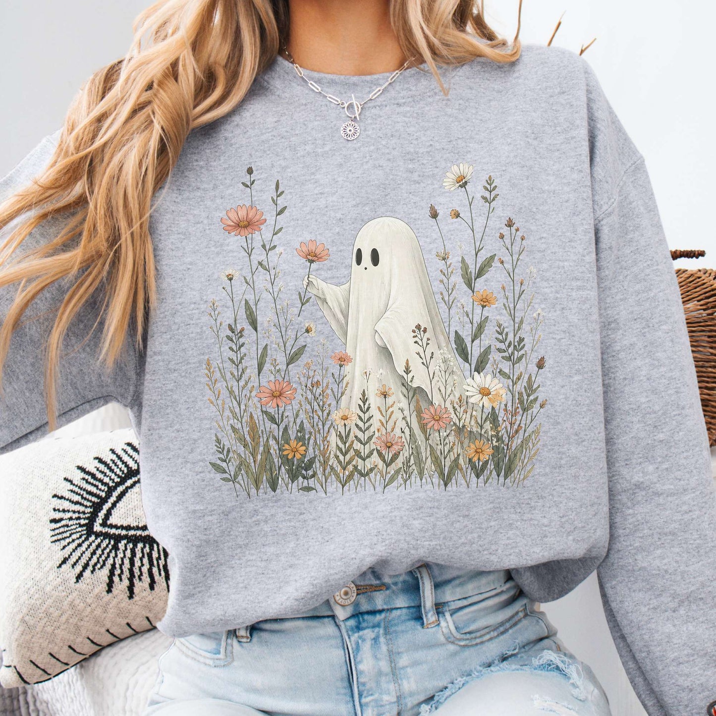 Wildflower Ghost Halloween Sweatshirt