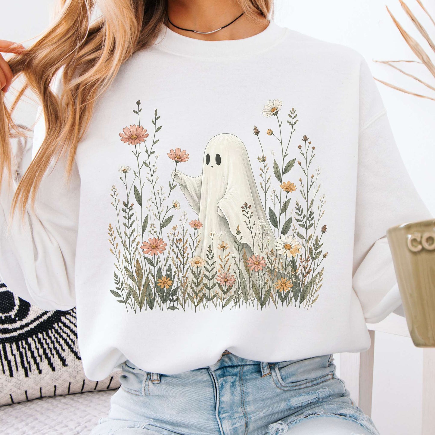 Wildflower Ghost Halloween Sweatshirt