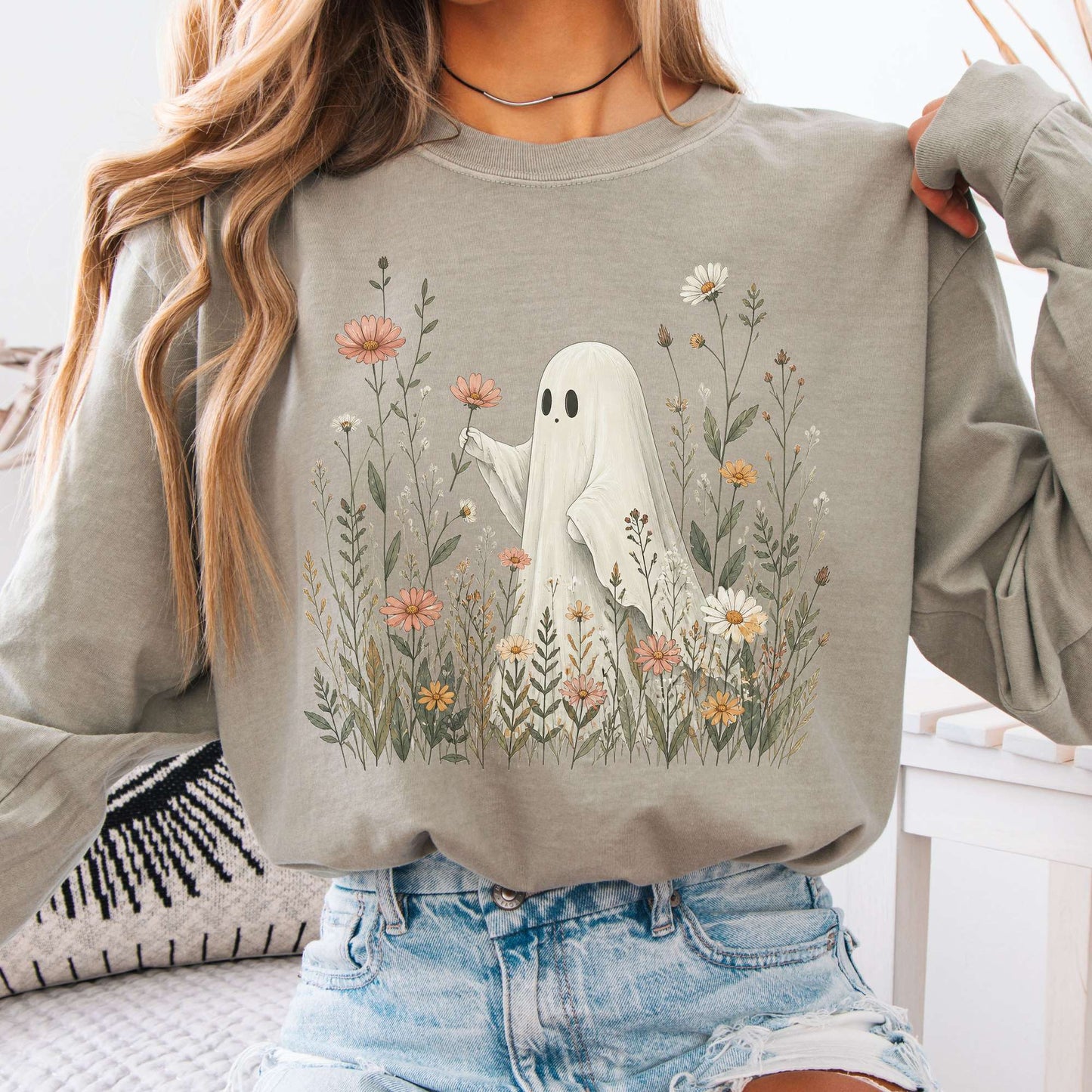 Wildflower Ghost Halloween Long Sleeve