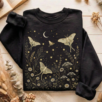 Luna Moths And Fireflies At Night Sweatshirt