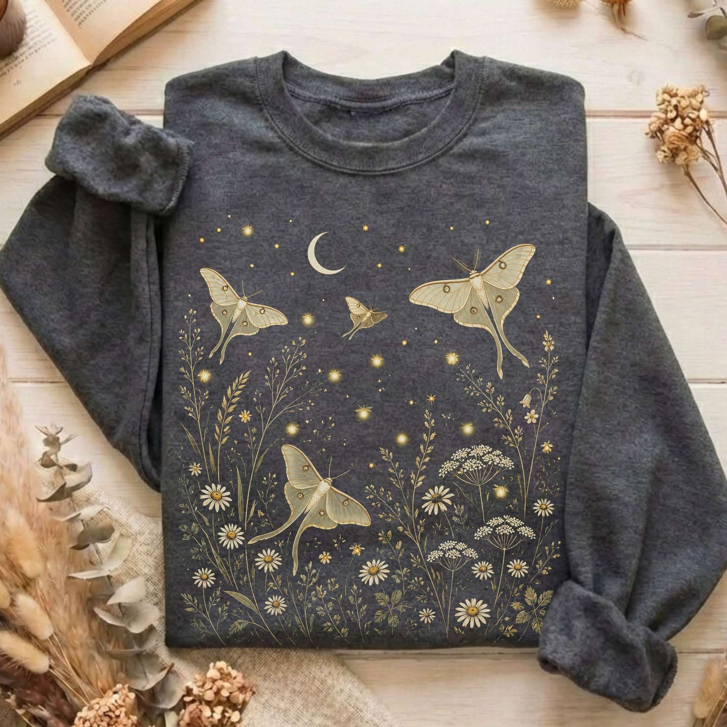 Luna Moths And Fireflies At Night Sweatshirt