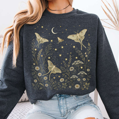 Luna Moths And Fireflies At Night Sweatshirt