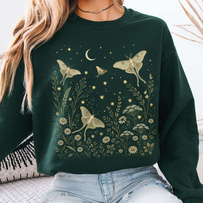 Luna Moths And Fireflies At Night Sweatshirt