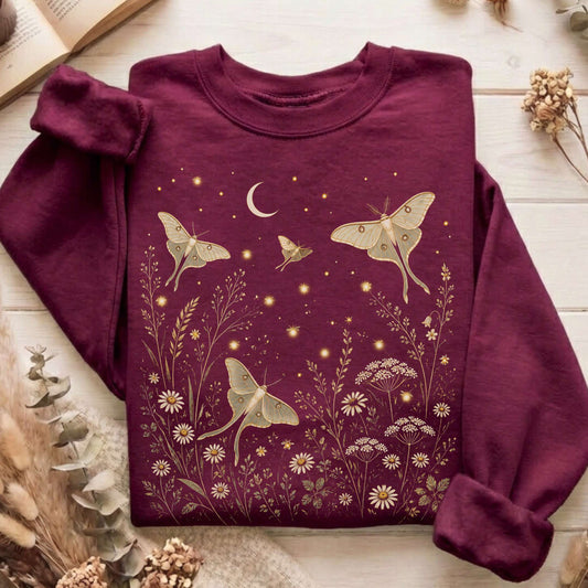 Luna Moths And Fireflies At Night Sweatshirt