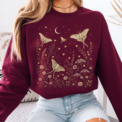 Luna Moths And Fireflies At Night Sweatshirt