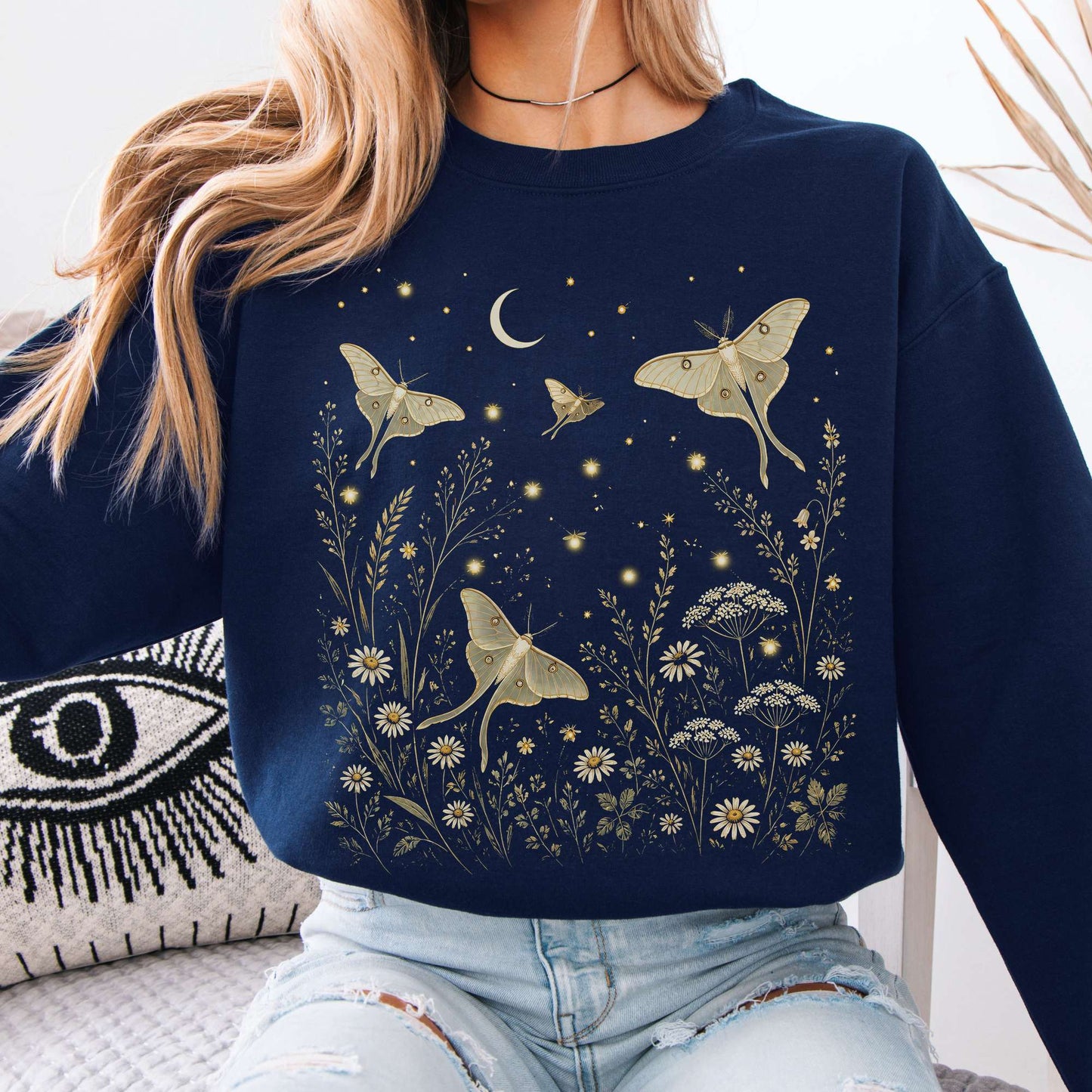 Luna Moths And Fireflies At Night Sweatshirt