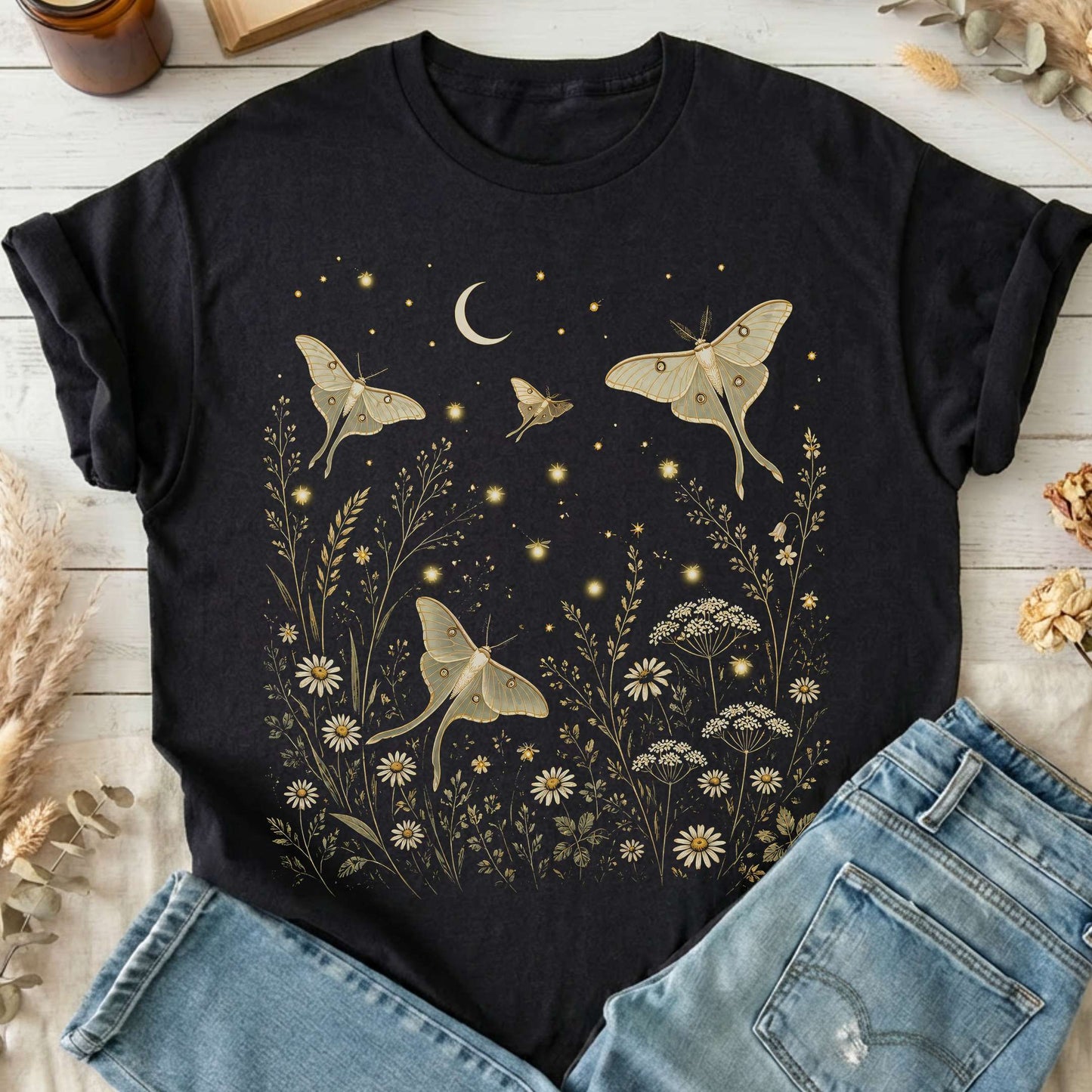 Luna Moths And Fireflies At Night T-Shirt