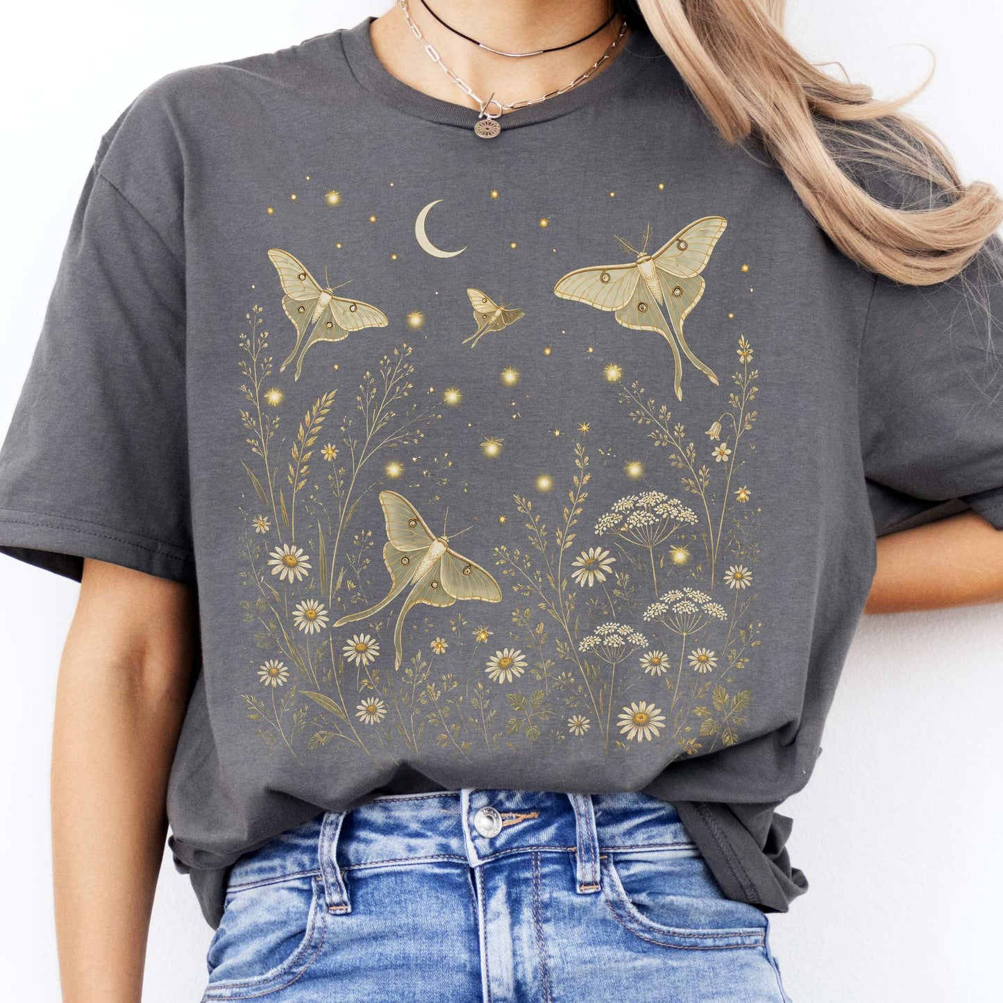 Luna Moths And Fireflies At Night T-Shirt