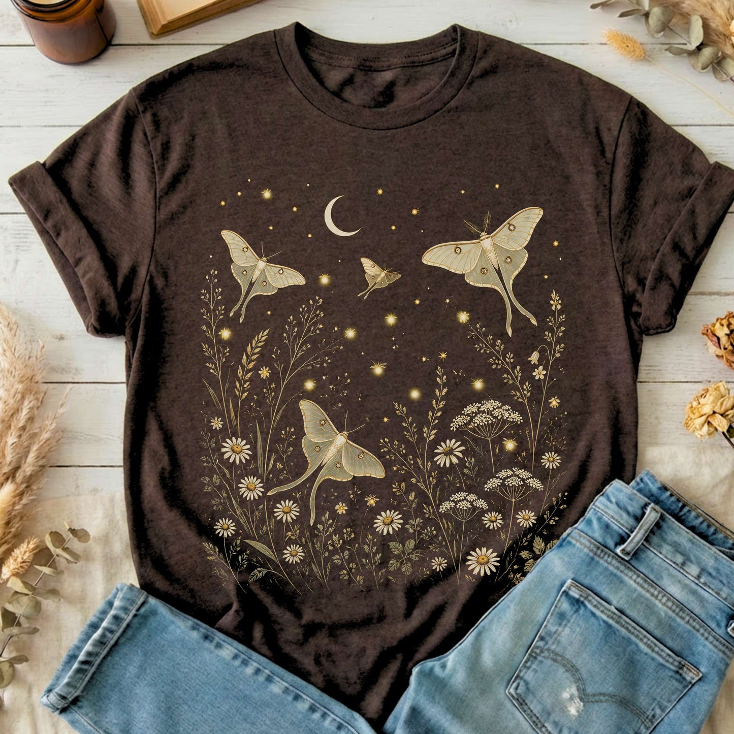 Luna Moths And Fireflies At Night T-Shirt
