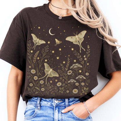 Luna Moths And Fireflies At Night T-Shirt