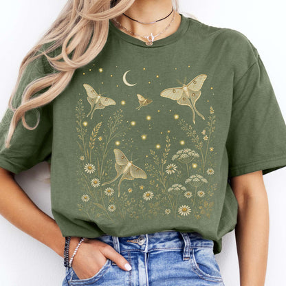 Luna Moths And Fireflies At Night T-Shirt