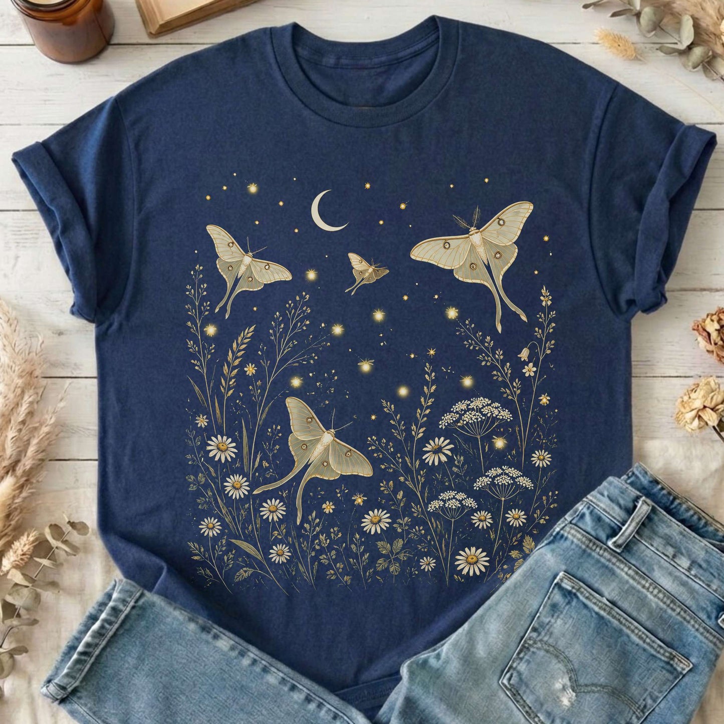 Luna Moths And Fireflies At Night T-Shirt