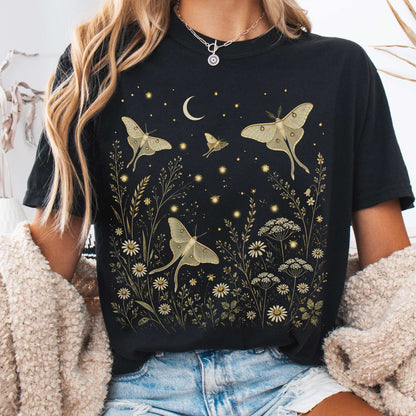 Luna Moths And Fireflies At Night T-Shirt