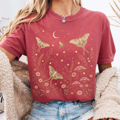 Luna Moths And Fireflies At Night T-Shirt