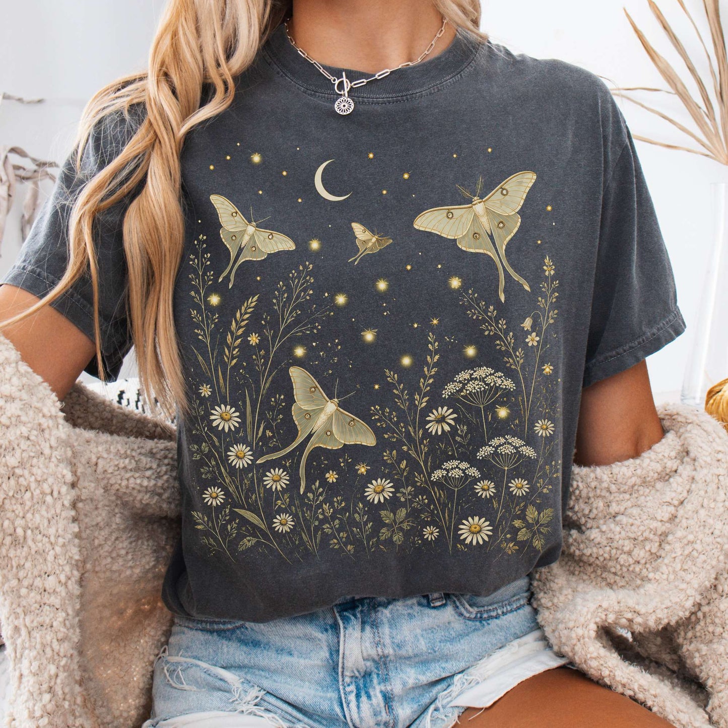 Luna Moths And Fireflies At Night T-Shirt