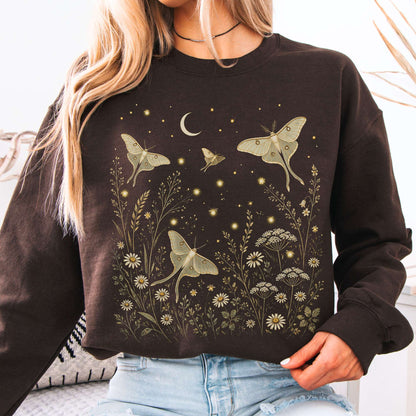 Luna Moths And Fireflies At Night Sweatshirt