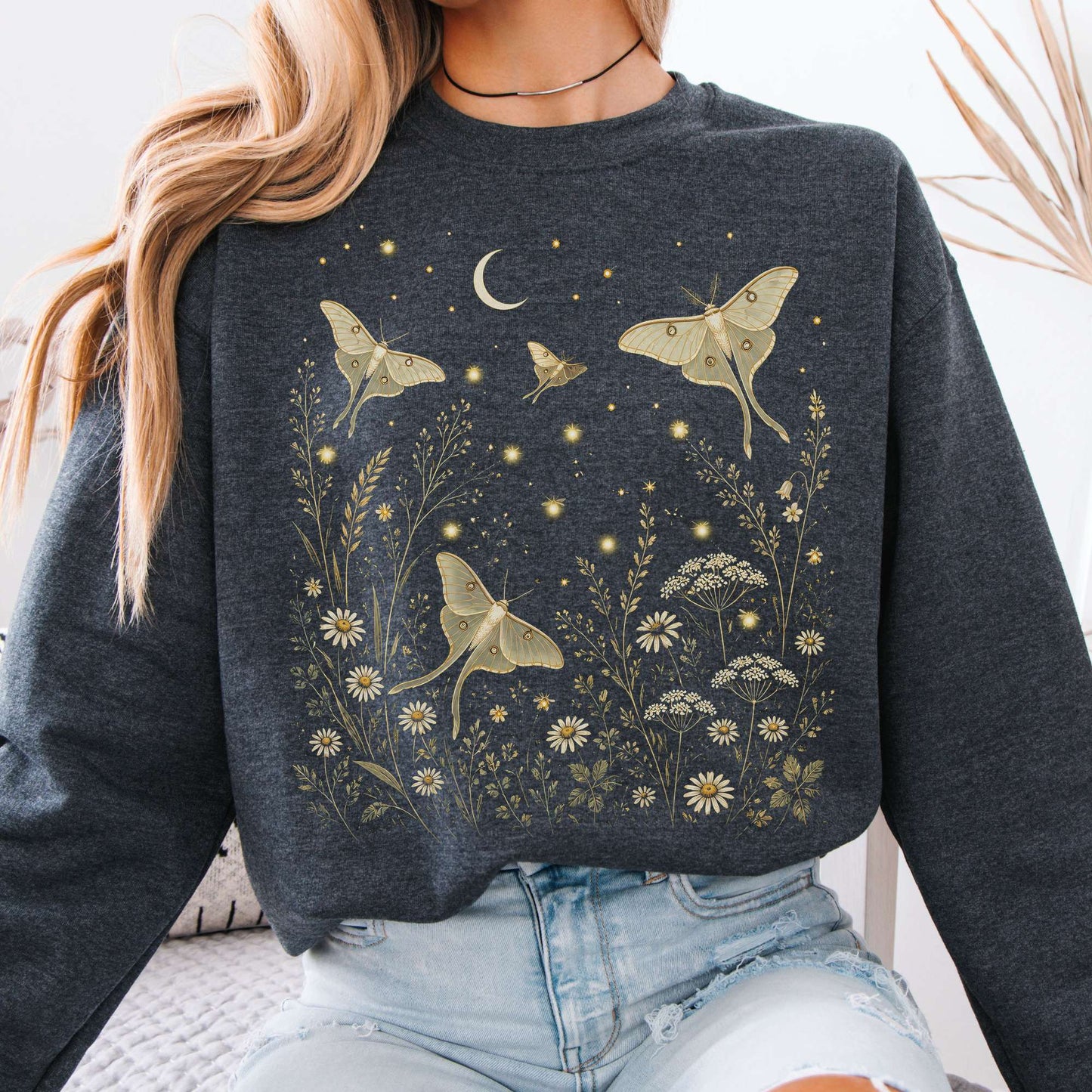 Luna Moths And Fireflies At Night Sweatshirt