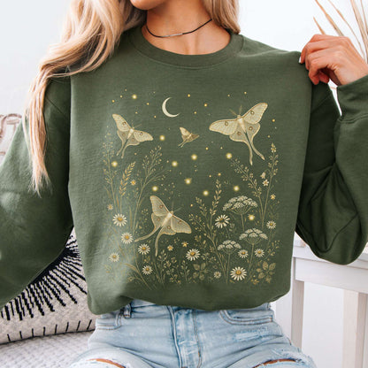 Luna Moths And Fireflies At Night Sweatshirt