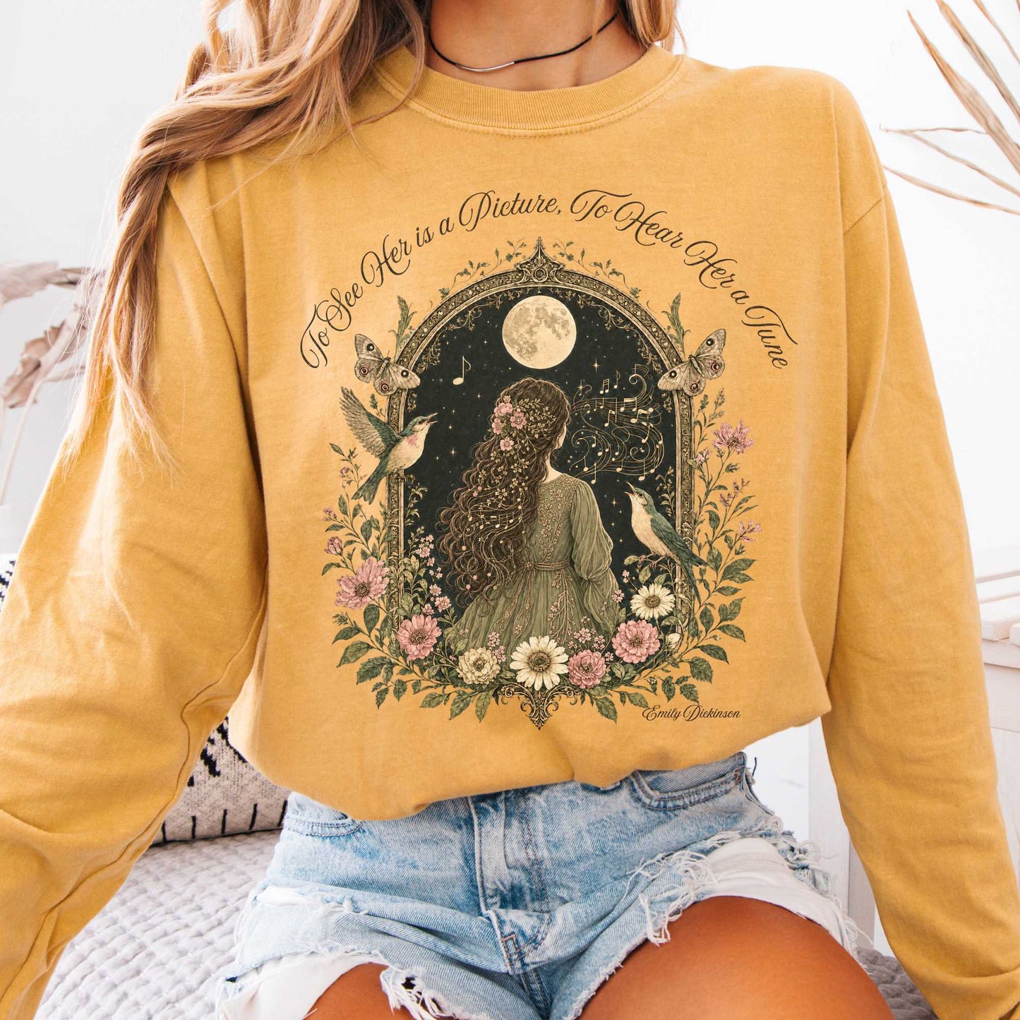Long-sleeve Mustard / S To See Her Is a Picture, To Hear Her a Tune Dickinson Long Sleeve The Mystic Eden