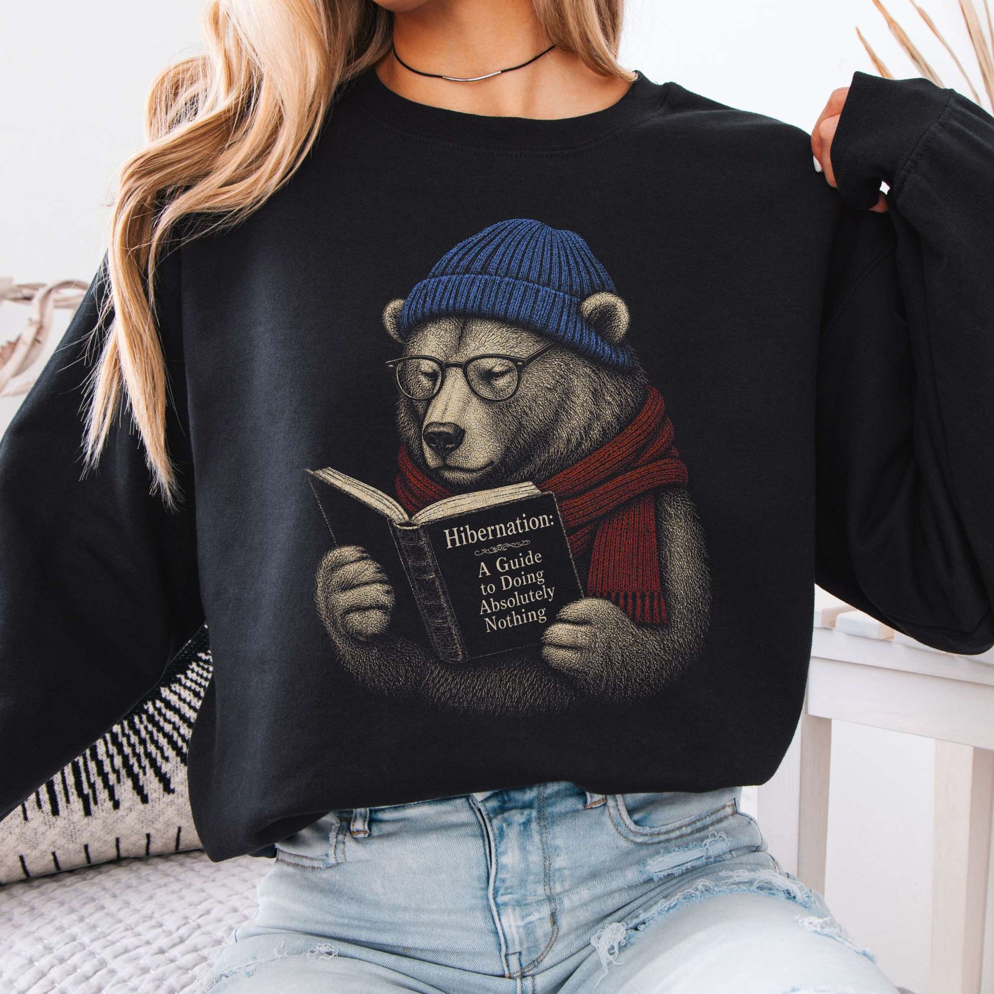 Sweatshirt Black / S A Guide to Hibernation Bear Crewneck Sweatshirt The Mystic Eden