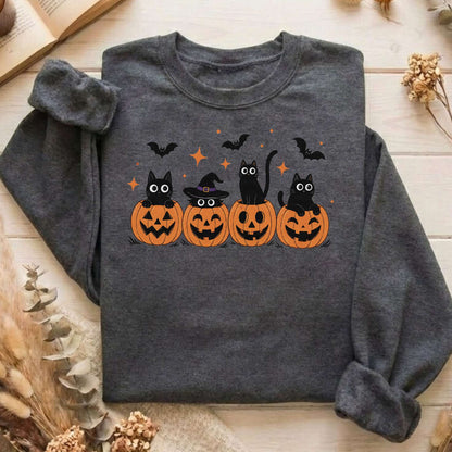 Black Cats And Their Pumpkins Sweatshirt