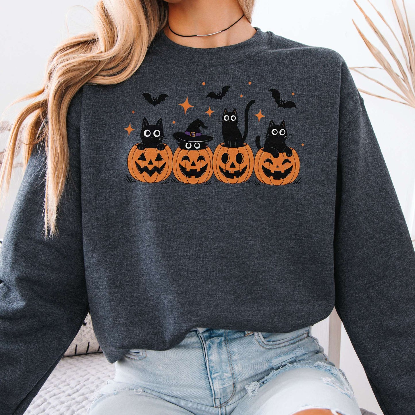 Black Cats And Their Pumpkins Sweatshirt