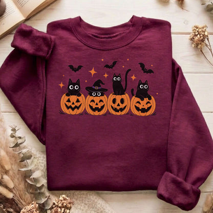 Black Cats And Their Pumpkins Sweatshirt