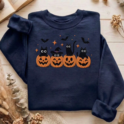 Black Cats And Their Pumpkins Sweatshirt