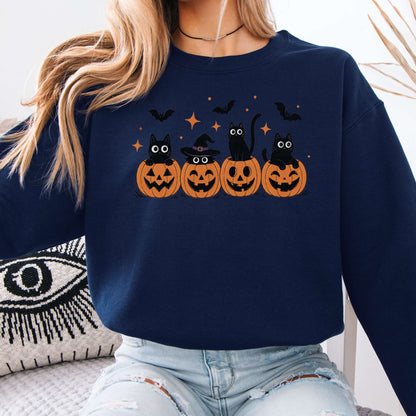 Black Cats And Their Pumpkins Sweatshirt