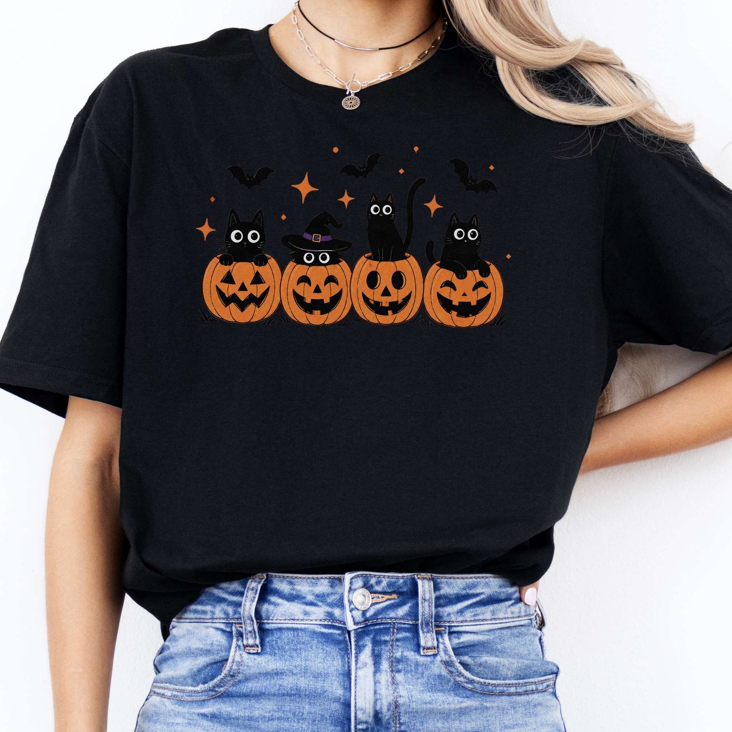 Black Cats And Their Pumpkins T-Shirt