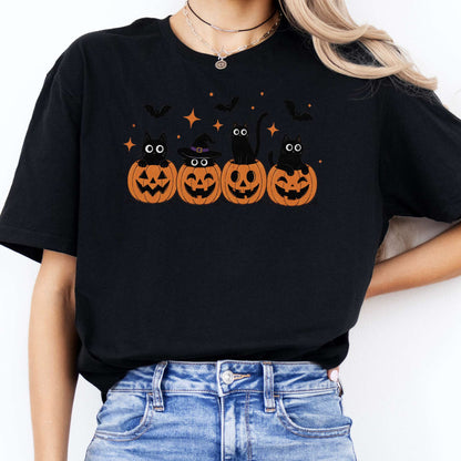Black Cats And Their Pumpkins T-Shirt
