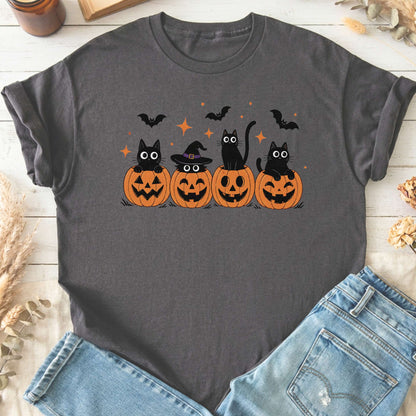 Black Cats And Their Pumpkins T-Shirt