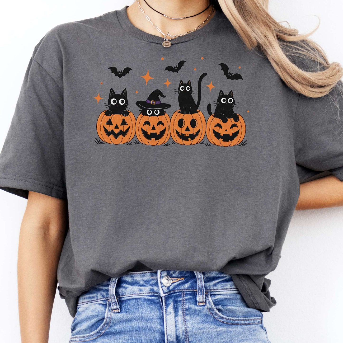 Black Cats And Their Pumpkins T-Shirt