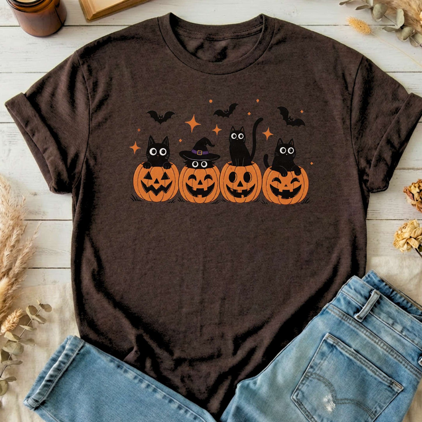 Black Cats And Their Pumpkins T-Shirt