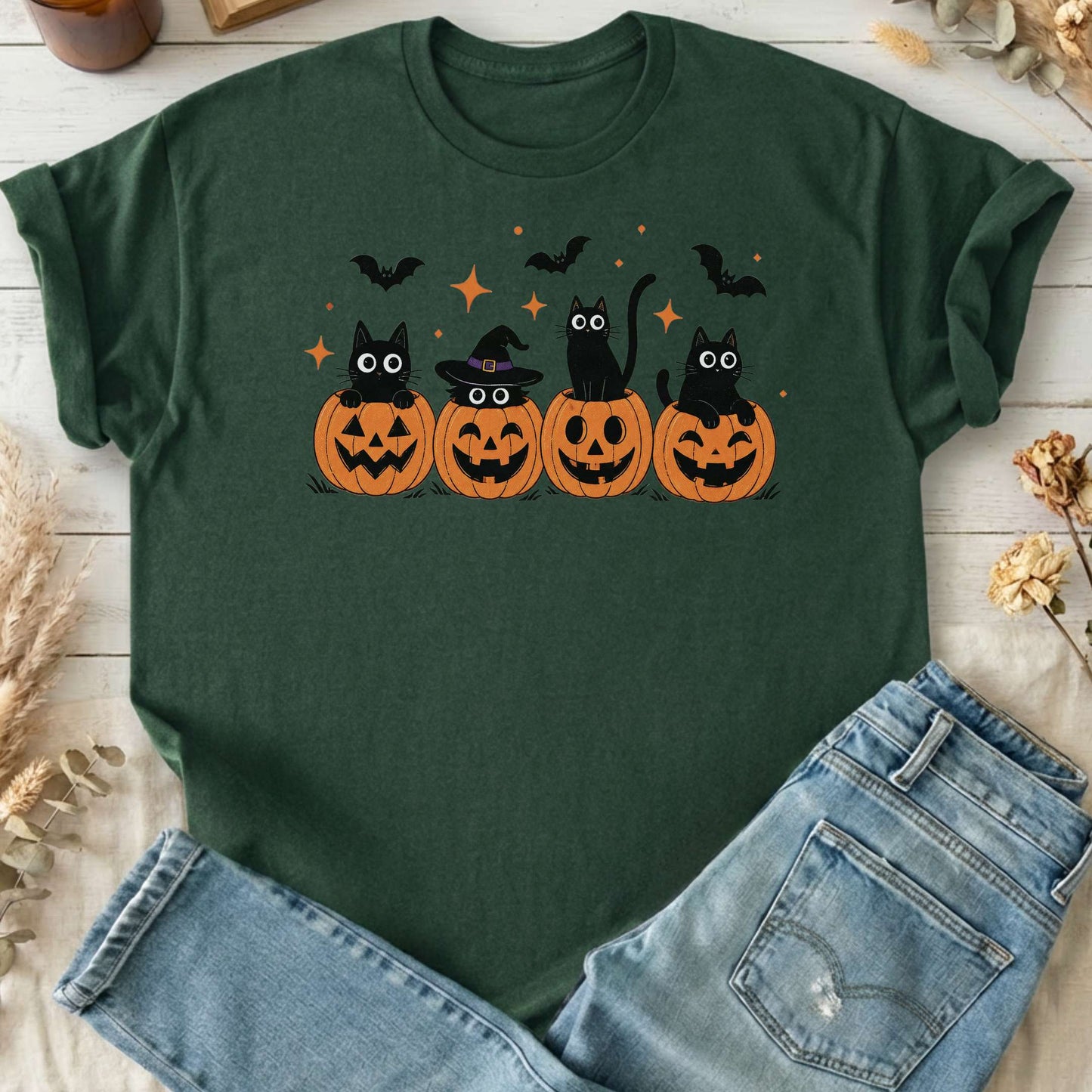 Black Cats And Their Pumpkins T-Shirt